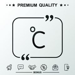 Celsius degree line sign. With quote symbol.