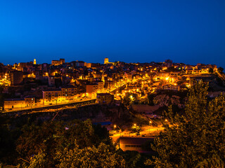 Obraz premium Italian city at night - Enna, Sicily Italy