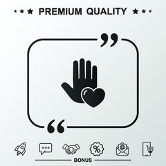 Obraz premium hands with heart. With quote symbol