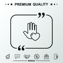 Obraz premium Hand heart line sign. With quote symbol.