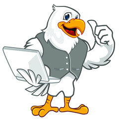 eagle mascot cartoon in vector
