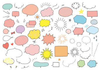 手描きの吹き出しセット カラー