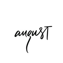 SUMMER MONTH VECTOR HAND LETTERING. AUGUST. AUGUST MONTH
