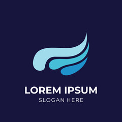 Fototapeta premium abstract wave logo template with flat blue color style