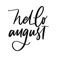SUMMER MONTH VECTOR HAND LETTERING. HELLO AUGUST. AUGUST MONTH