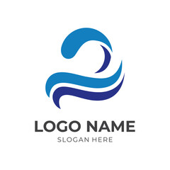 Obraz premium wave logo concept vector with flat blue color style