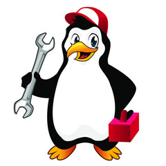 penguin mascot cartoon in vector