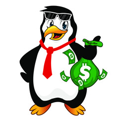 penguin mascot cartoon in vector