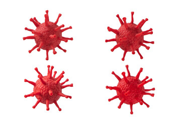 Coronavirus cells set isolated on white 3d illustration