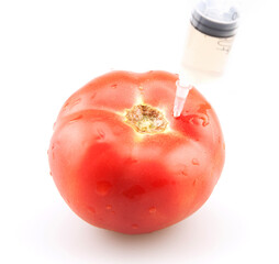 Red fresh tomato isolated on white background