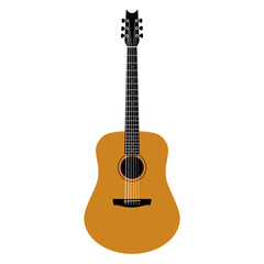 Obraz premium Vector of a wooden acoustic guitar isolated on a white background
