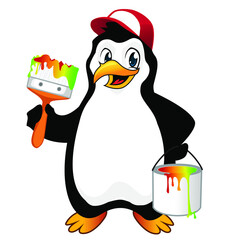 penguin mascot cartoon in vector