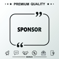 Sponsor icon. Text inside quote symbol