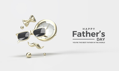 Father's day 3D Render with flying dad kits.