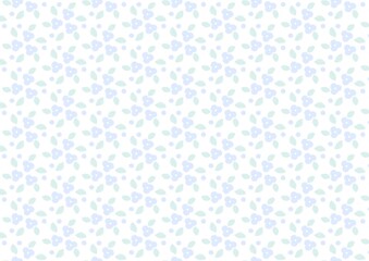 手描きブルー小花柄パターン背景