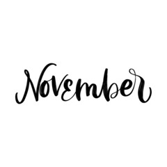 VECTOR MONTH HAND LETTERING TYPOGRAPHY, MONTH NOVEMBER