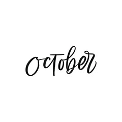 VECTOR HAND LETTERING AUTUMN MONTH TYPOGRAPHY. OCTOBER