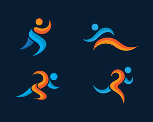 athletic set logo run set logo icon sport color logo creative sport logo