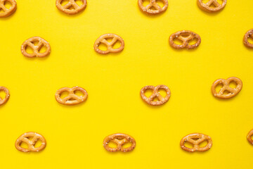 Pretzel in a plate on an isolated background. Pretzel texture.