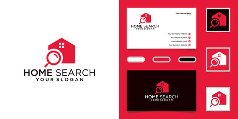 Home Search and magnifying glass Real Estate Logo Design Vector Templates