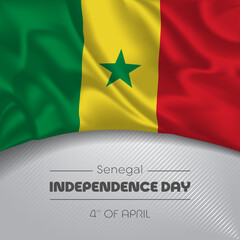 Senegal happy independence day greeting card, banner vector illustration