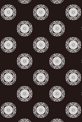 平安有職文様_菊唐草丸（きくからくさのまる）_壁紙・白黒