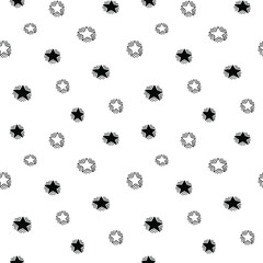 Star seamless pattern, black and white hand-drawn astral doodle digital paper, abstract stars repeating background, the monochrome stellar vector wallpaper, cute starry decorative element