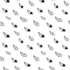 Star seamless pattern, black and white hand-drawn astral doodle digital paper, abstract stars repeating background, the monochrome stellar vector wallpaper, cute starry decorative element