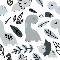Cute dinosaurs seamless pattern