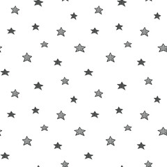 Star seamless pattern, black and white hand-drawn astral doodle digital paper, abstract stars repeating background, the monochrome stellar vector wallpaper, cute starry decorative element