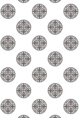 平安有職文様_松唐草丸（まつからくさのまる）_壁紙・白黒