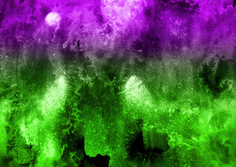 Bright purple and green gradient abstract watercolor texture background.
