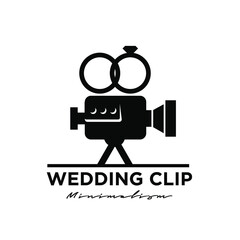 wedding Studio Movie Video Cinema Cinematography Film Production logo design vector icon illustration Isolated White Background
