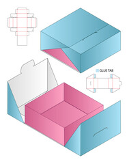 Box packaging die cut template design. 3d mock-up © siiixth