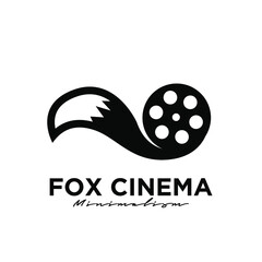 fox tail Studio Movie Video Cinema Cinematography Film Production logo design vector icon illustration Isolated White Background
