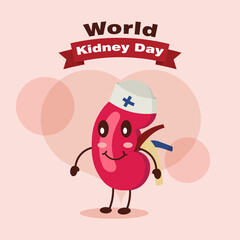 World kidney day festive greeting poster, stock illustration vector