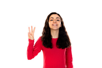 Obraz na płótnie Canvas Adorable teenage girl with red sweater