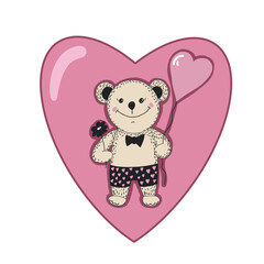 Сute cartoon sketch bear. Vector illustration.