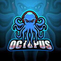 Octopus mascot esport logo design