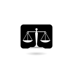 Simple justice scale icon with shadow