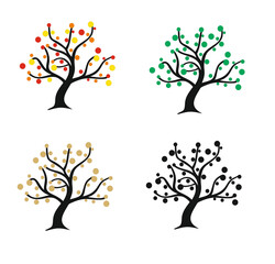 MODERN STYLIZED COLORFUL TREE SYMBOL WITH COLOR LEAVES