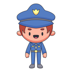 policeman cartoon doodle hand drawn concept vector kawaii illustration