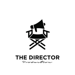 Fototapeta premium the director Studio Movie Video Cinema Cinematography Film Production logo design vector icon illustration Isolated White Background
