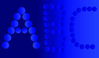 Geometric Alphabet. Professional dynamic design. Futuristic simple design vector. Architecture. Circle Abstract Alphabet. Artistic full frame background design ideas. Blue gradient background