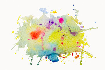 Bright watercolor blue-red- yellow- purple stain drips. Abstract illustration