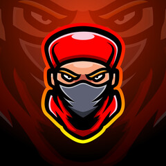 Ninja head mascot esport logo design