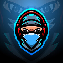 Assassin head mascot esport logo design
