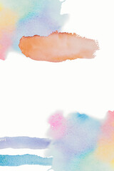 Bright watercolor blue- yellow- red stain line. Abstract illustration