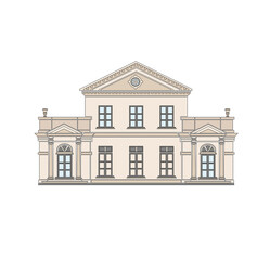 Fototapeta premium ANCIENT CLASSIC STYLE BUILDING DRAWING WITH ROMAN AND GOTHIC COLUMNS