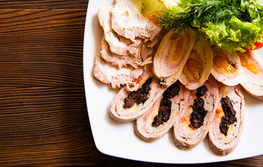 meatloaf with prunes and dried apricots filling